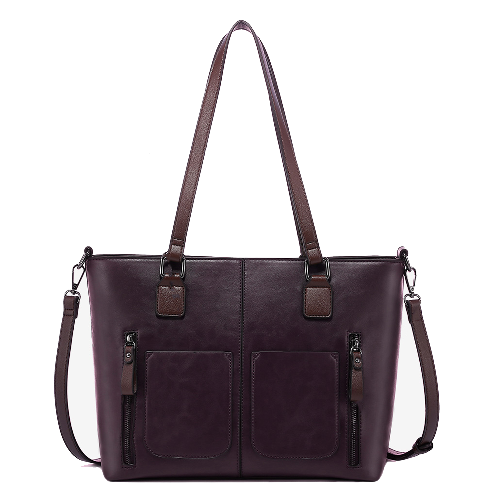 Multi-Zipper Leather Tote