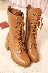 Lace-Up Knee Boots