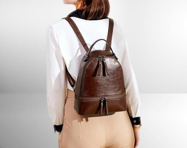 Vintage Leather Solid Backpack